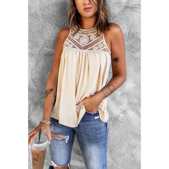 Azura Exchange  Apricot Crochet Lace Tank Top - Picture 1 of 6